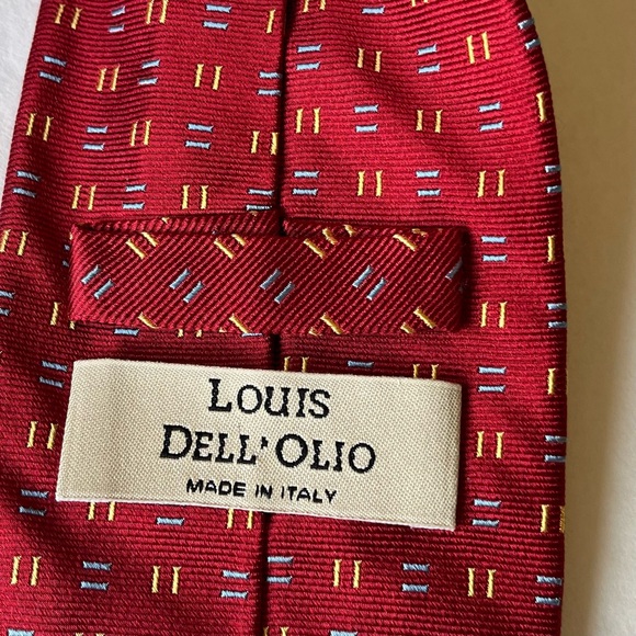 Louis Dell Olio Neck Tie Men’s Silk  made in ItalyGeometric Classic Preppy Red - Picture 5 of 7